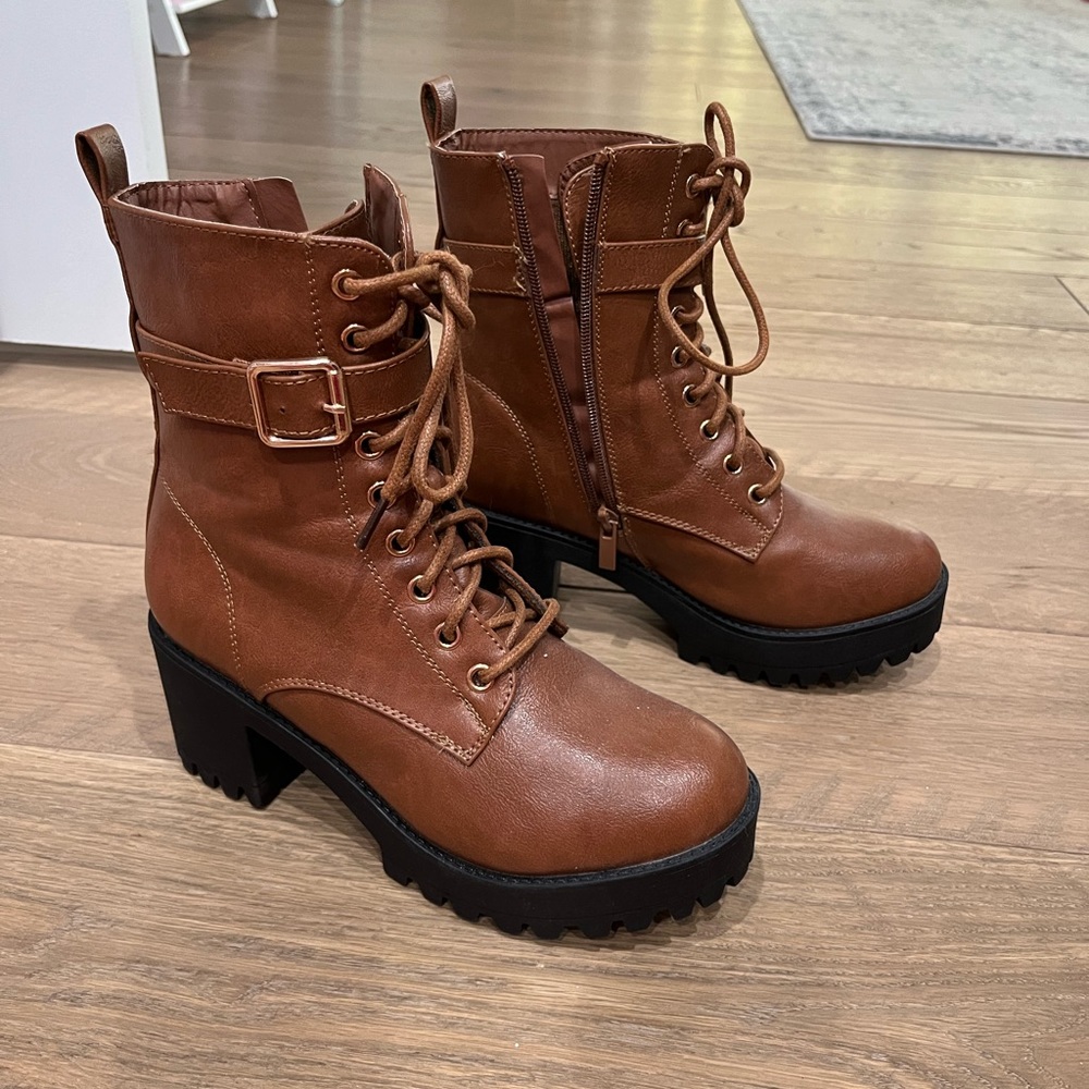 Tan Platform Boots- size 6.5.